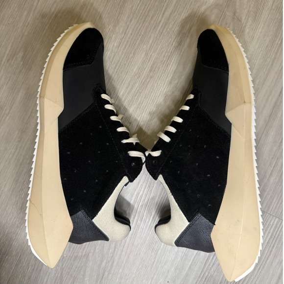 Adidas Rick Owens Tech Runner Black Bone Suede Leather Sneakers Mens 7.5